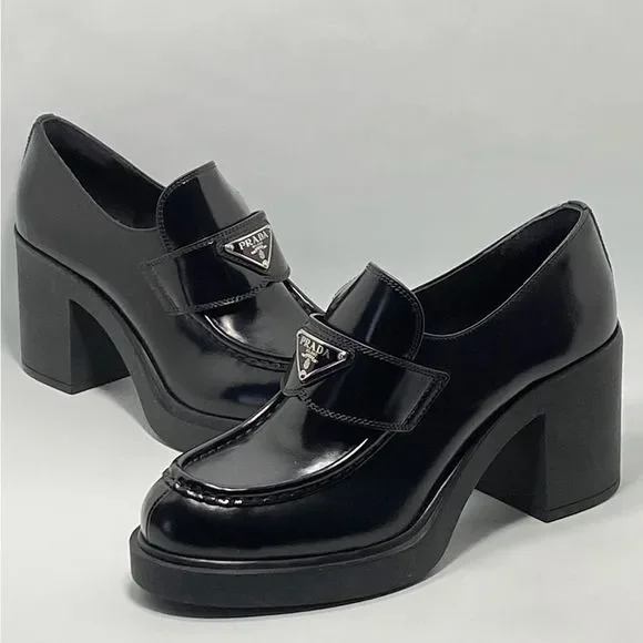 Prada Chocolate Flow Block-Heel Loafers size 41 - Picture 7 of 13